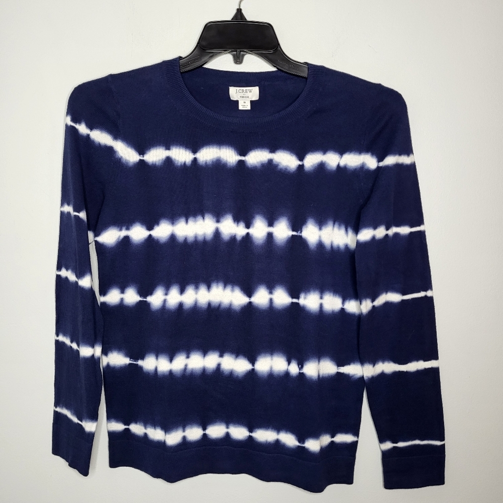 J.Crew Factory Teddie Tie Dye Sweater Navy White Size Small